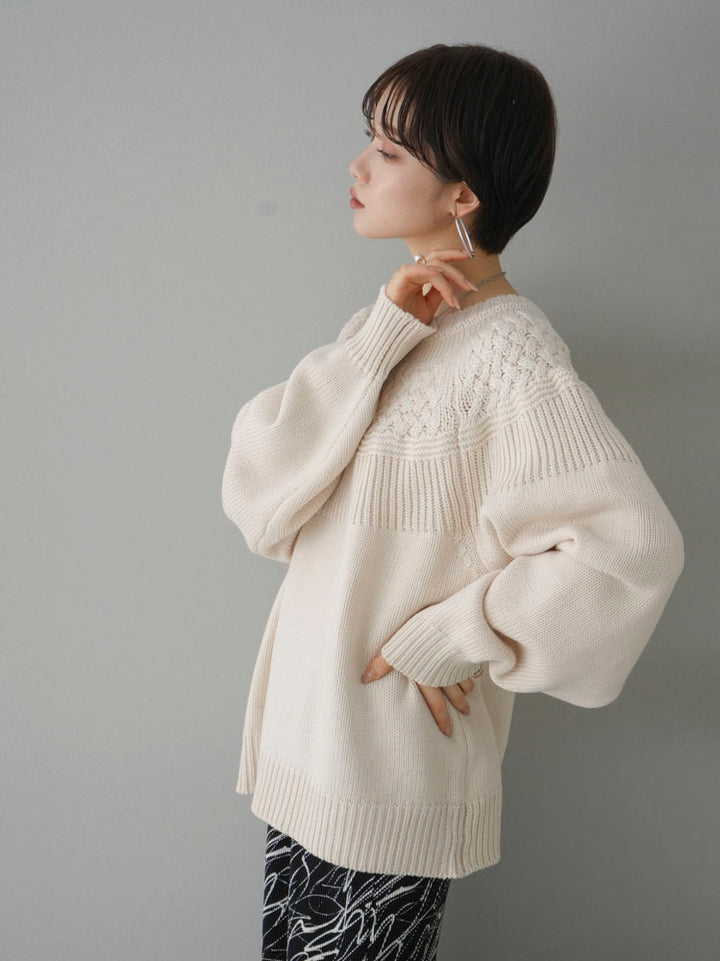 [Pre-order] Cable-switched knit pullover/ivory