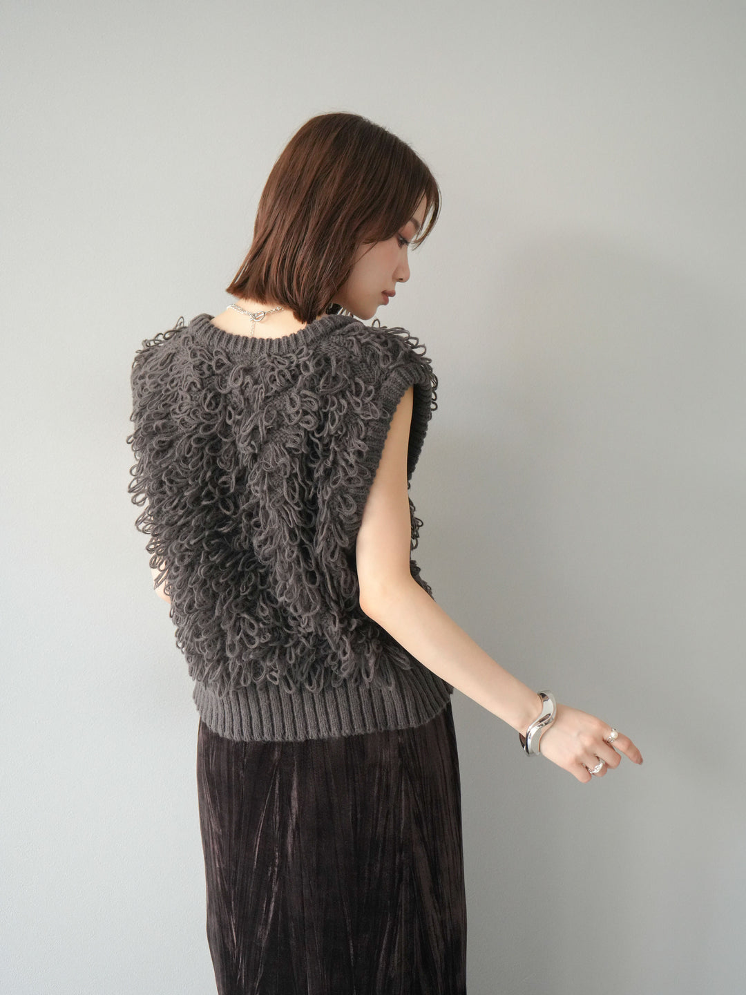 [予約]ループデザインホックベスト /ダークブラウン