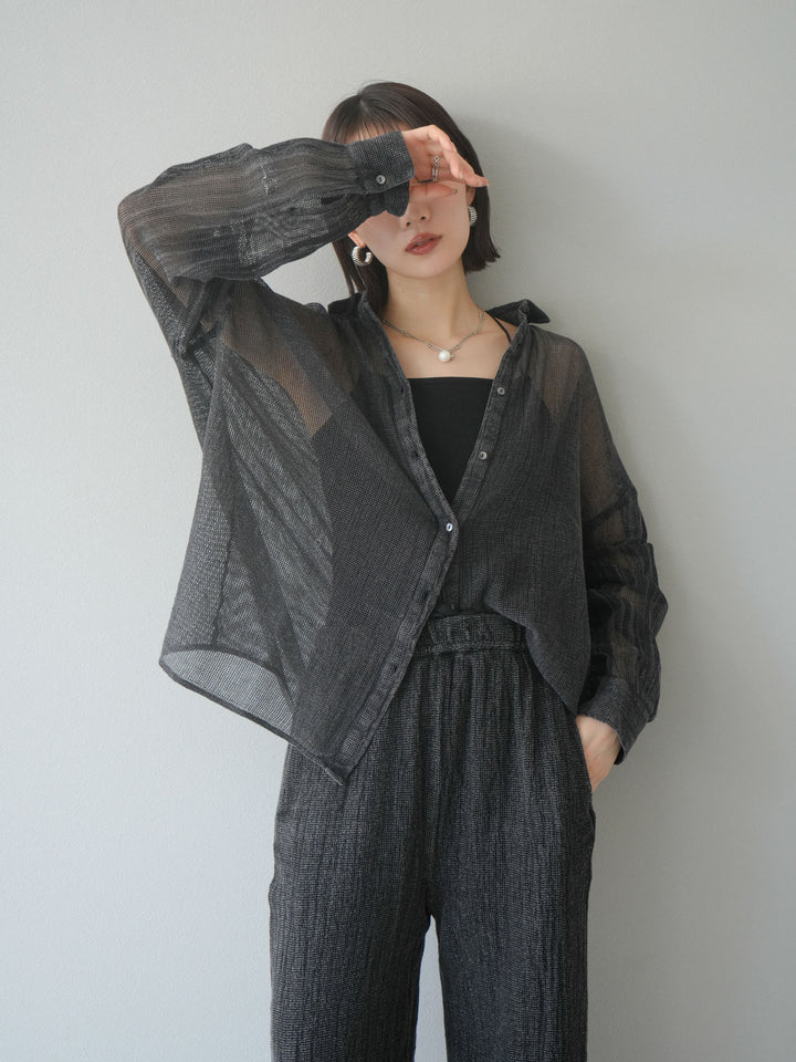 [予約]コットンラメメッシュオーバーシャツ/グレー