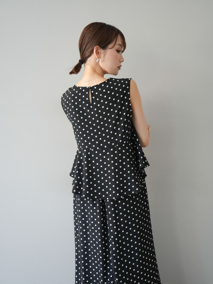 [予約]ドットぺプラムトップス/ブラック