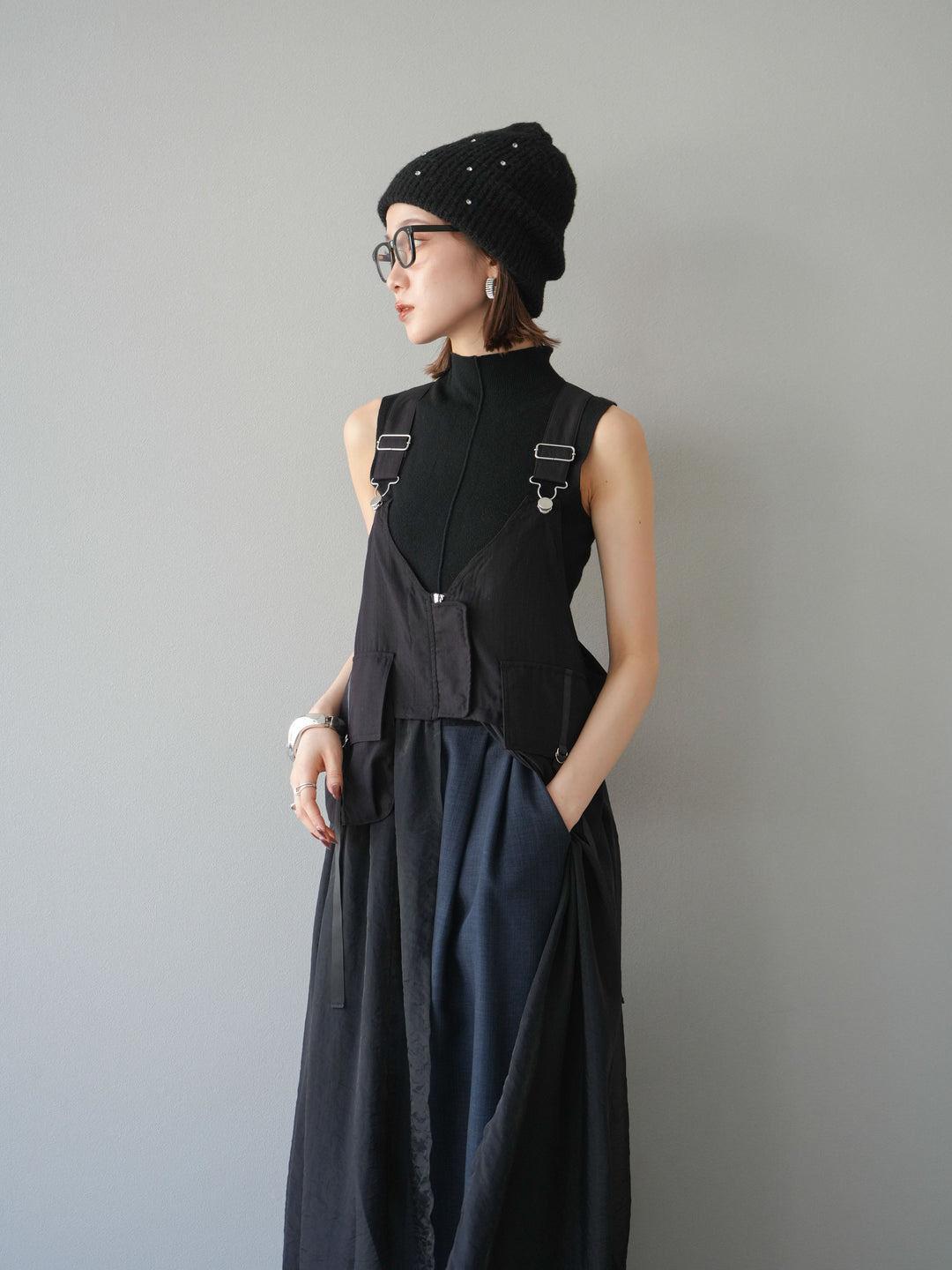 [予約]タクティカルベストオーガンザワンピース/ブラック