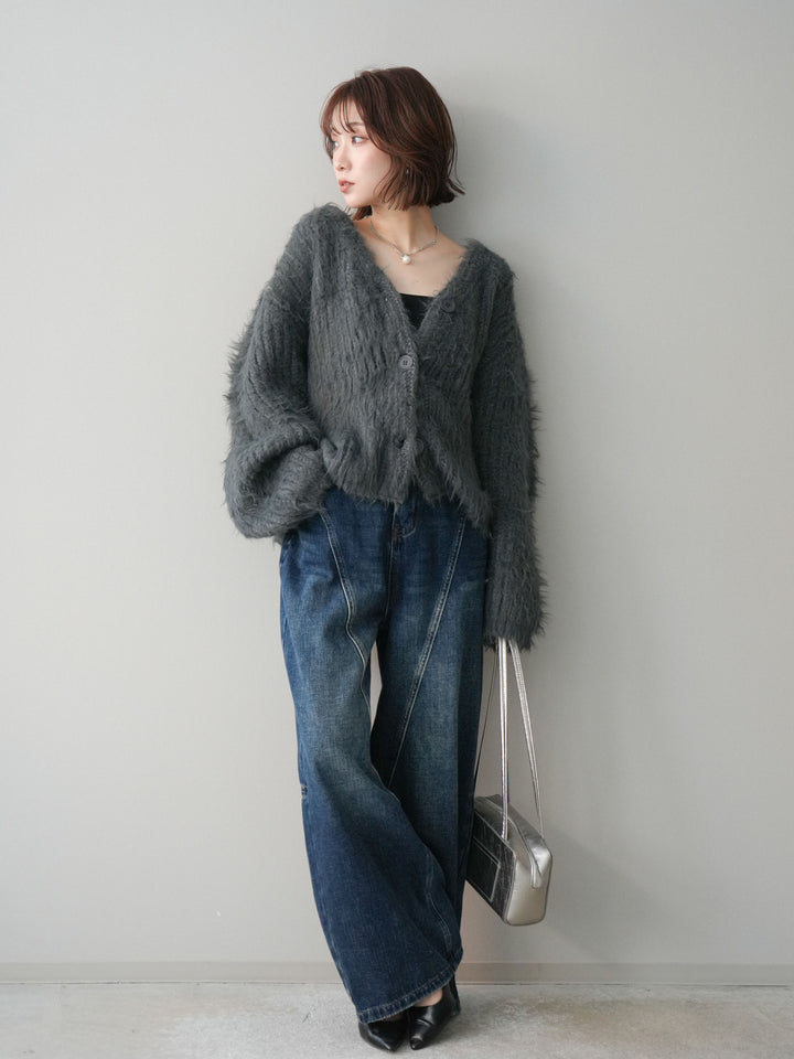 [予約]裏起毛加工デニムカーブパンツ/darkblue