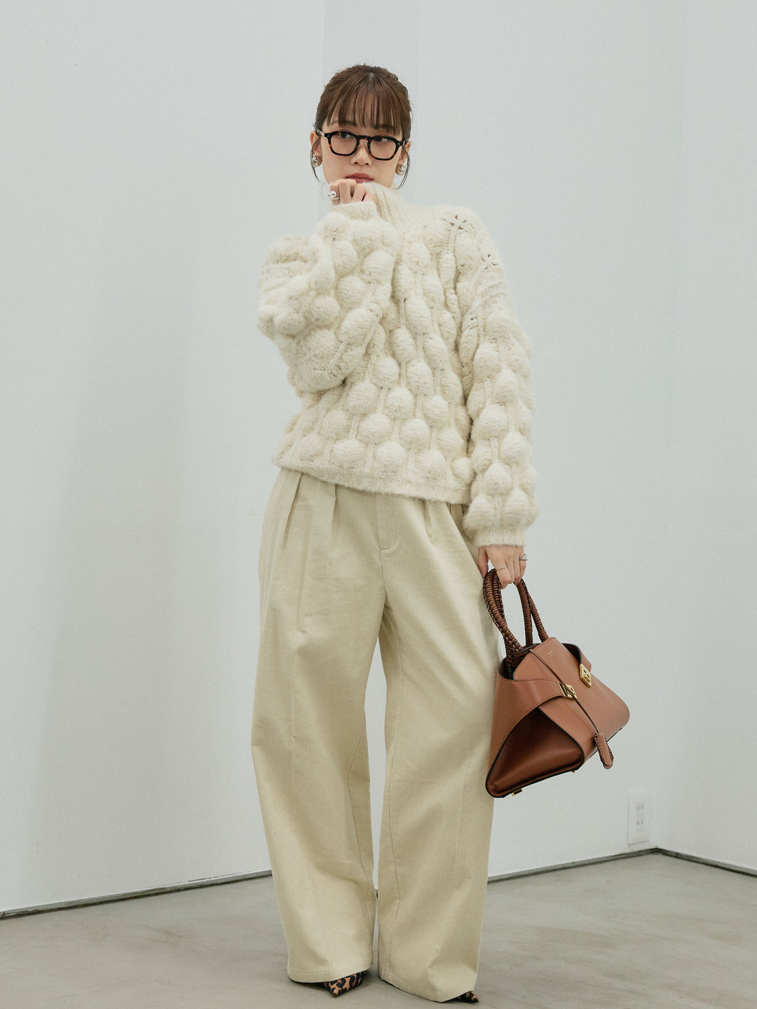 【Allure】[SET]ポップコーンハイネックニットプルオーバー+ポップコーンハイネックニットプルオーバー(2set)