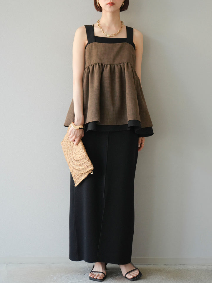 [予約]レーヨンポリIラインニットスカート/ブラック