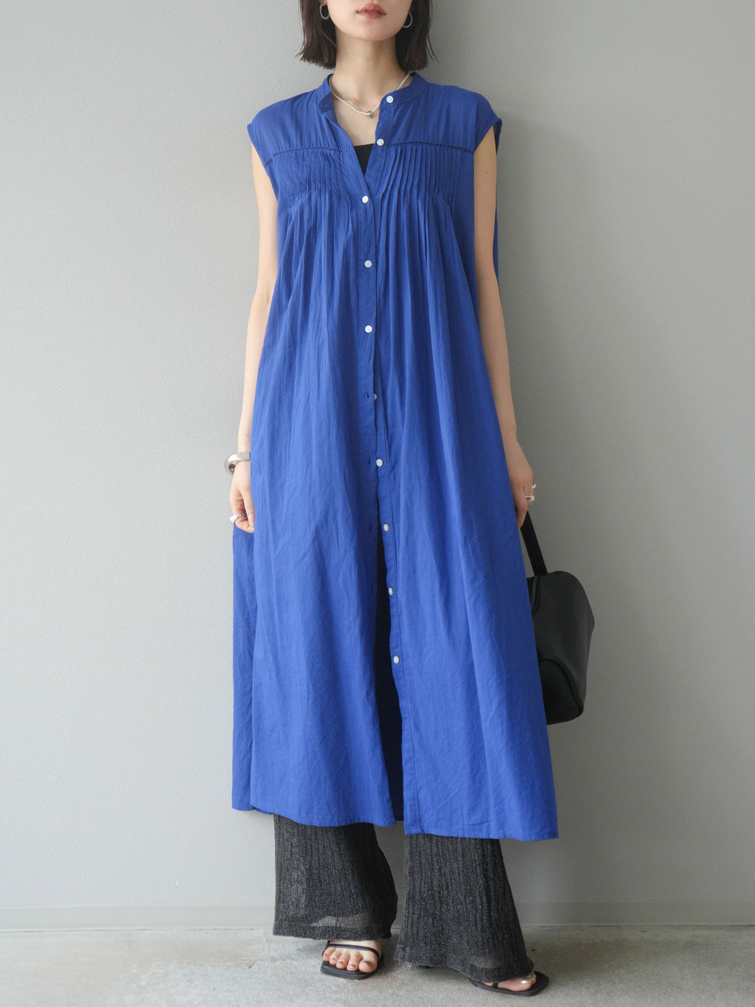 [予約]コットンラメメッシュイージーパンツ/グレー