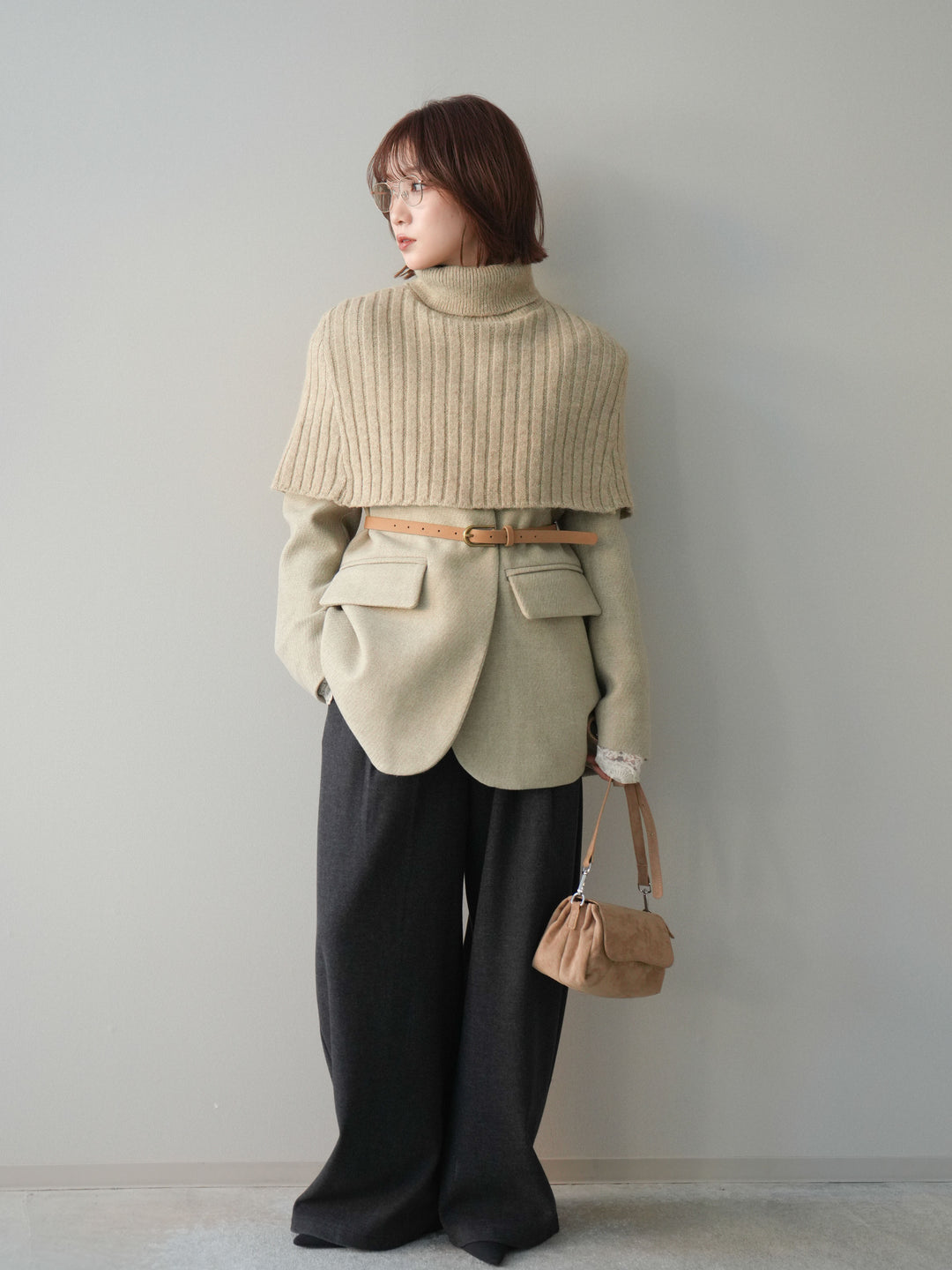 [20%オフ]ケープ付ノーカラージャケット/ivory