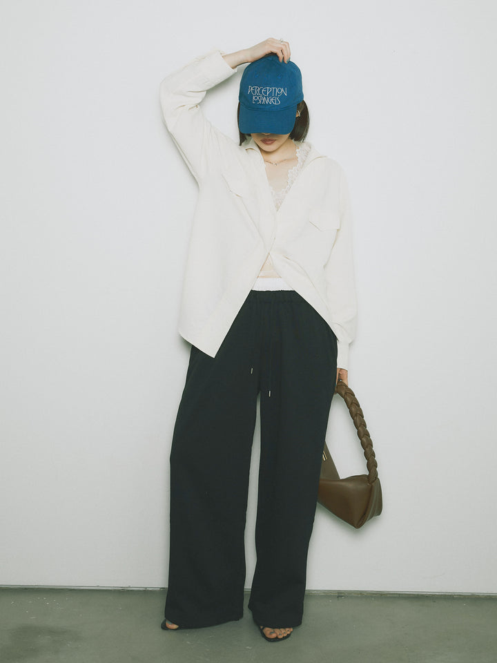 [予約]ダブルウエストスウェットパンツ/ブラック