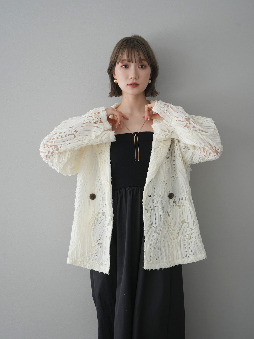 [予約]シアージャガードテーラードジャケット/アイボリー