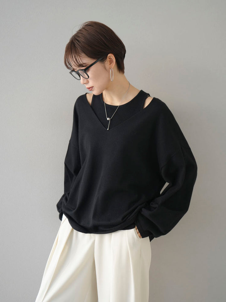 [Pre-order] Rayon knit ensemble/black
