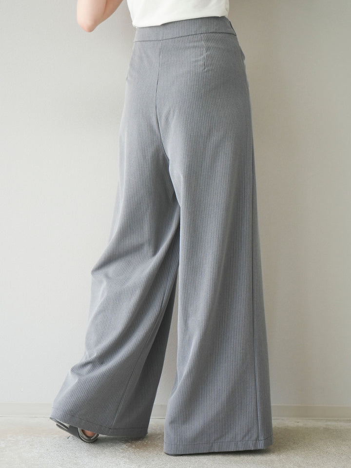 【預購】條紋裹腰寬褲/灰色