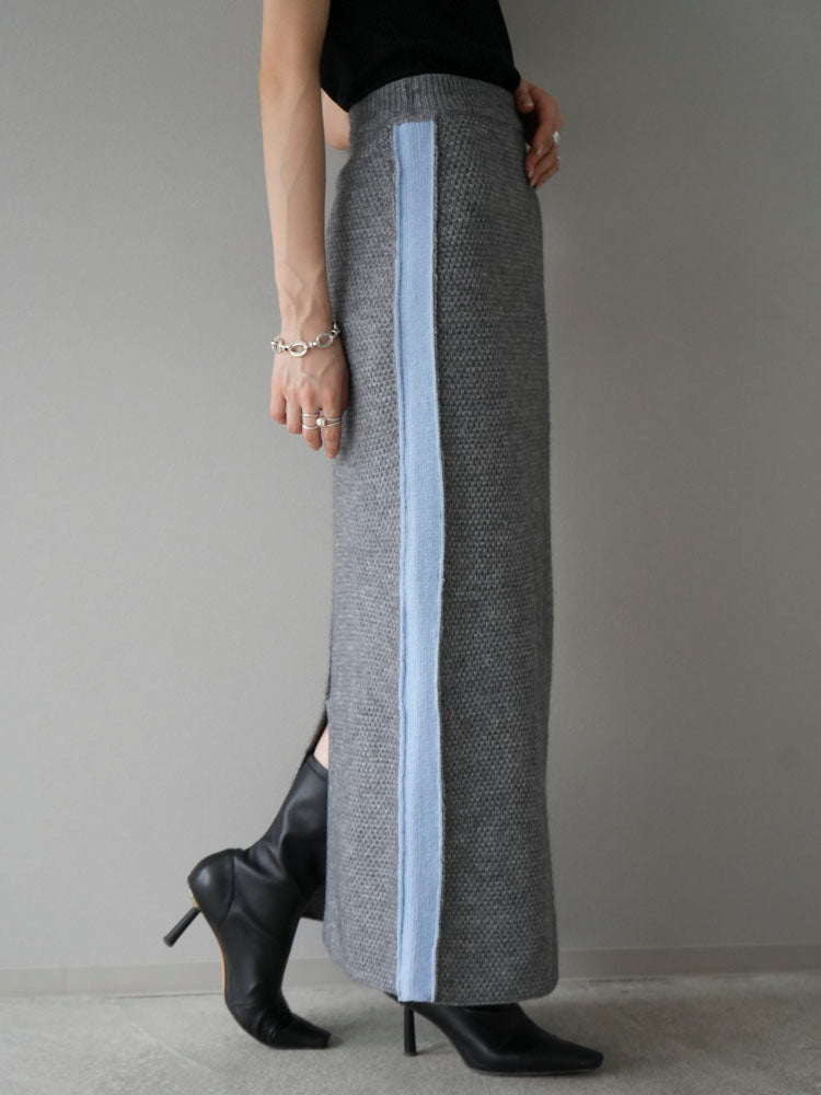[Pre-order] Color-coordinated knit I-line skirt/gray