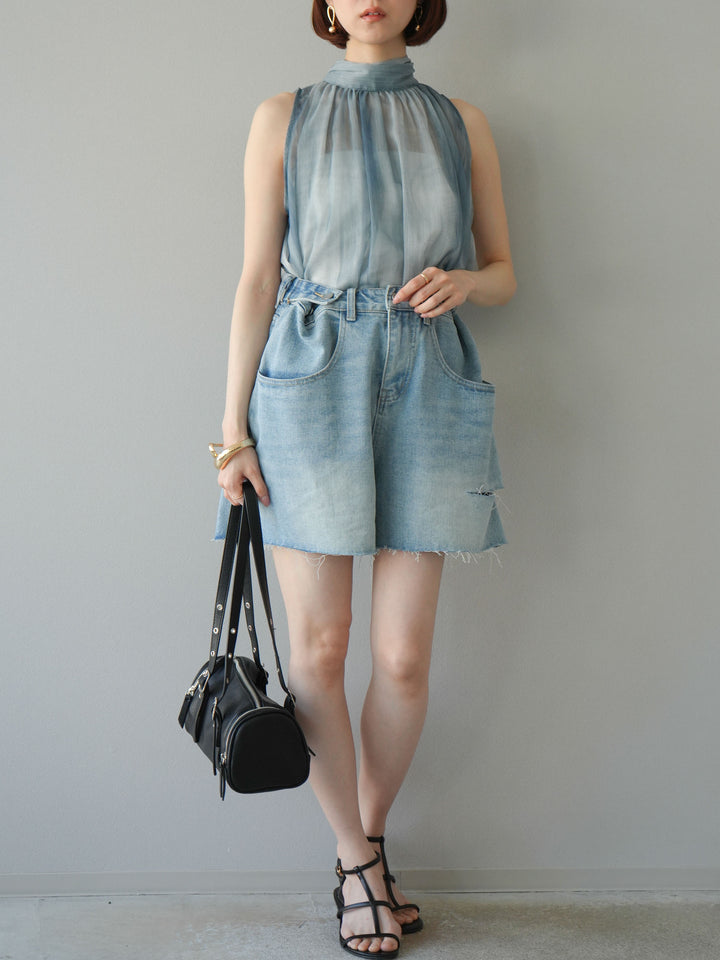 【預購】寬鬆半身牛仔褲/淺藍