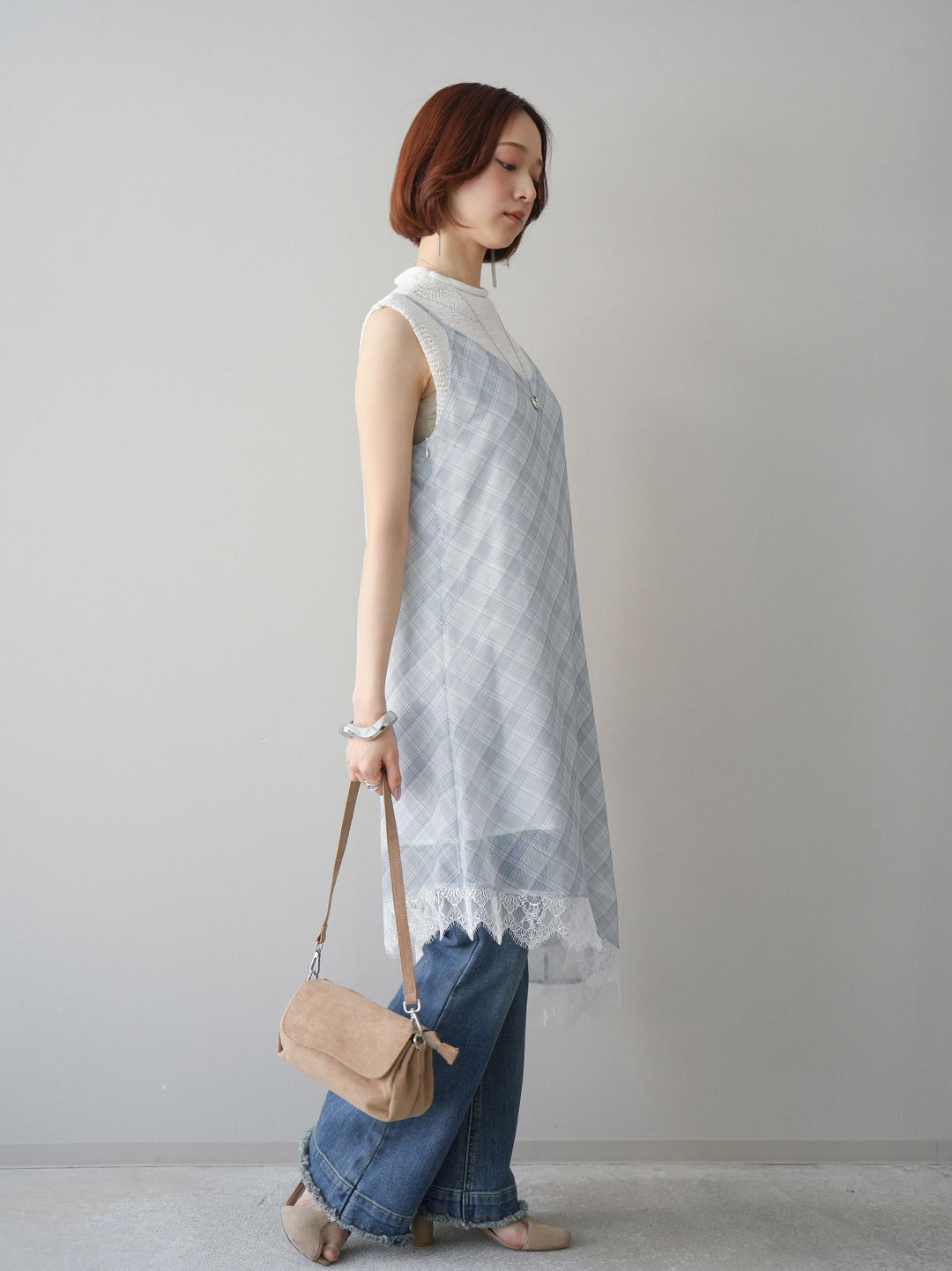 [予約]フリンジデザインセミフレアデニム/blue