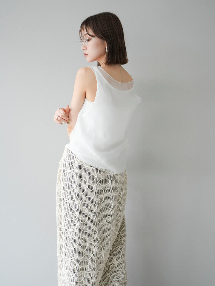 [予約]オーガンジーレイヤードタンクトップ/ホワイト