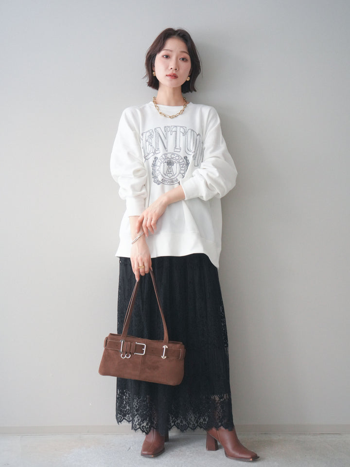 [予約]カレッジロゴ刺繍BIGスウェットプルオーバー/offwhite