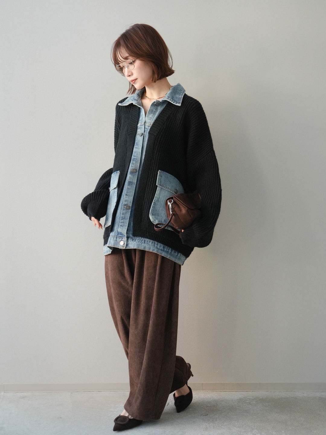 [予約]コーデュロイサイドタックコクーンパンツ/brown