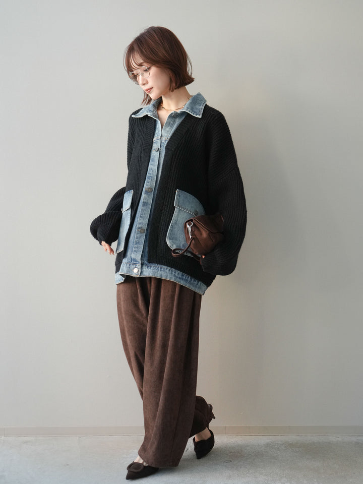 [予約]コーデュロイサイドタックコクーンパンツ/brown