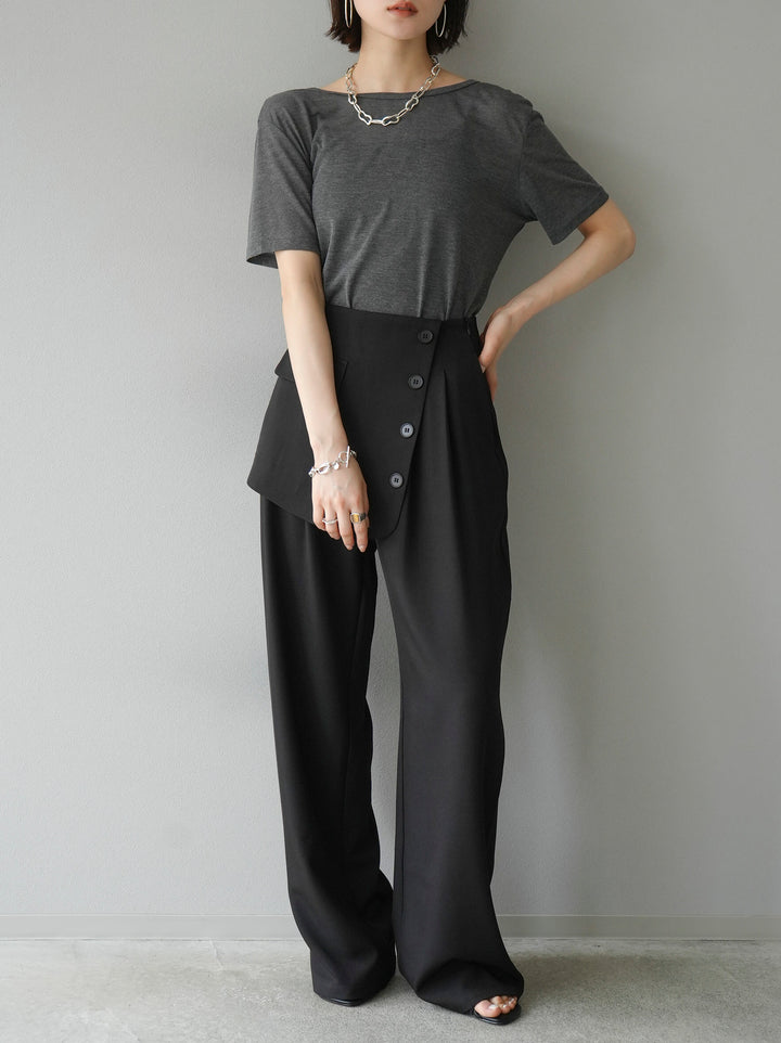 [Pre-order] Front flap slacks pants/black