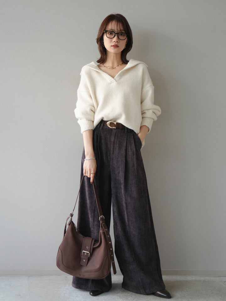 [予約]スキッパーニットプルオーバー/offwhite