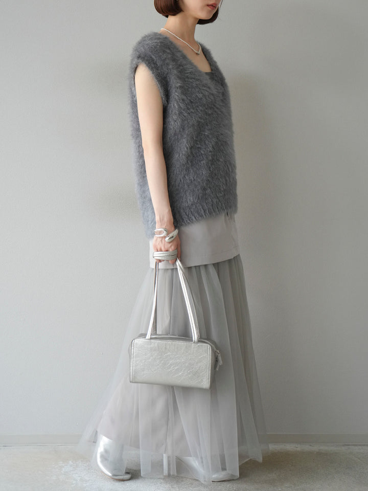 [予約]エステル切替チュールスカート/ベージュ