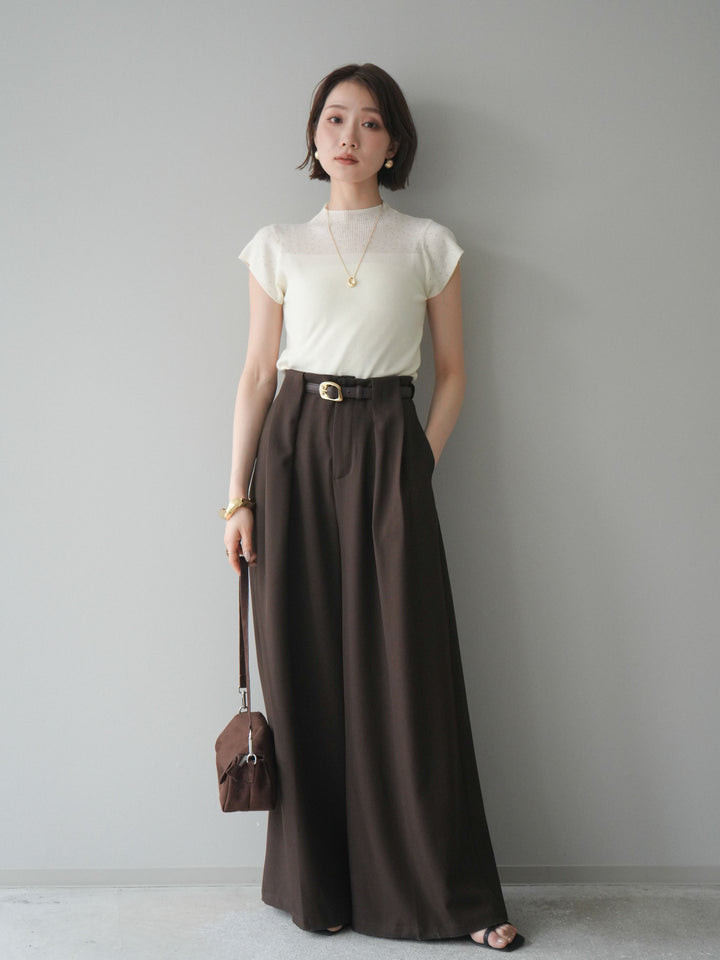 [SET]ビジューシアーフレンチニット+選べるアクセセット(2set)