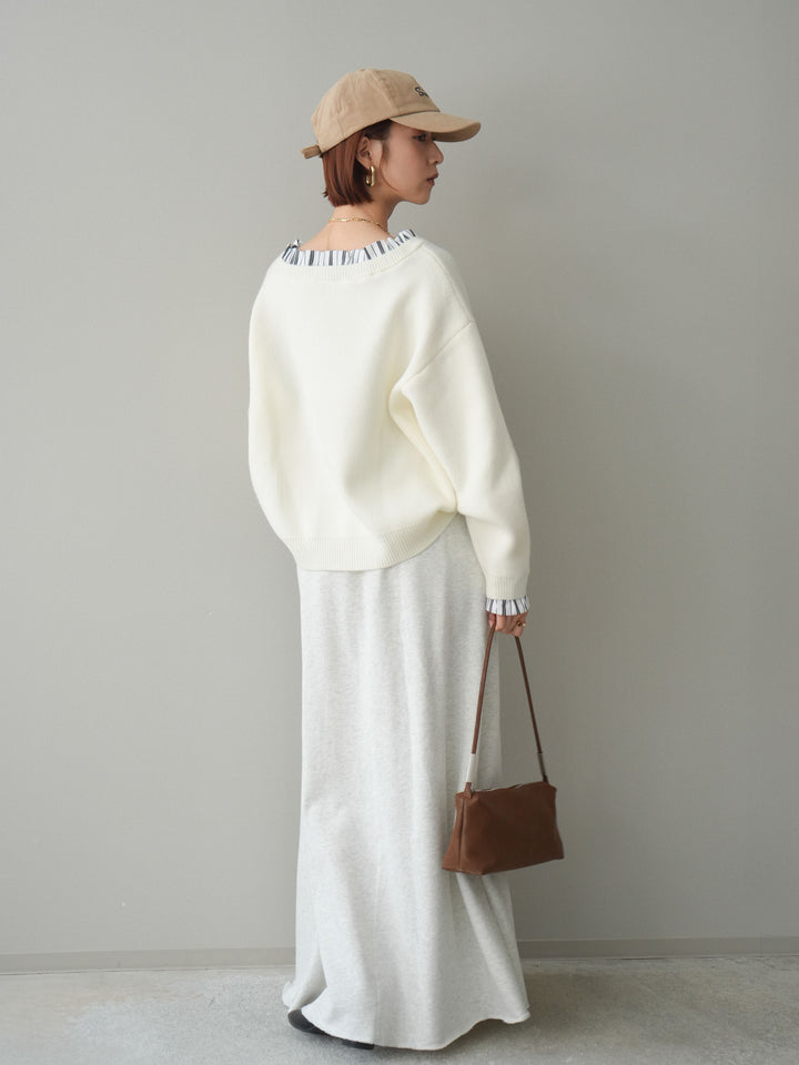 [予約]スウェットフレアロングスカート/oatmeal