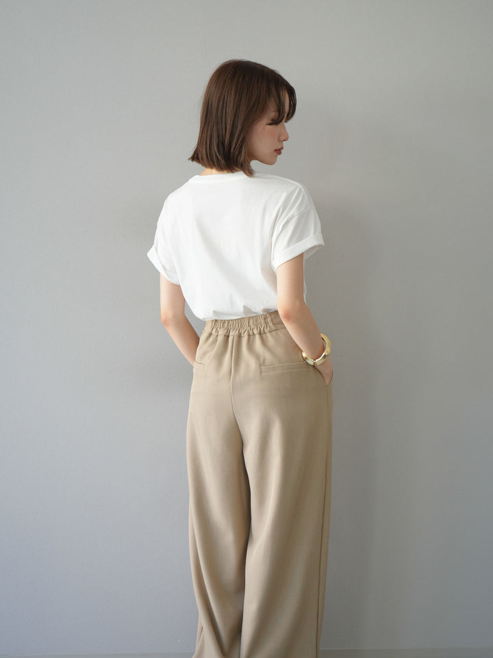 [予約]デザインロゴ刺繍Tシャツ/オフホワイト