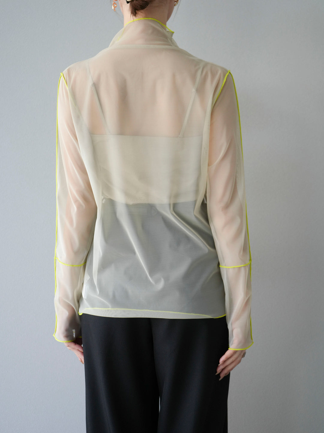[予約]シアーパイピングカットソー/ピスタチオ×イエロー