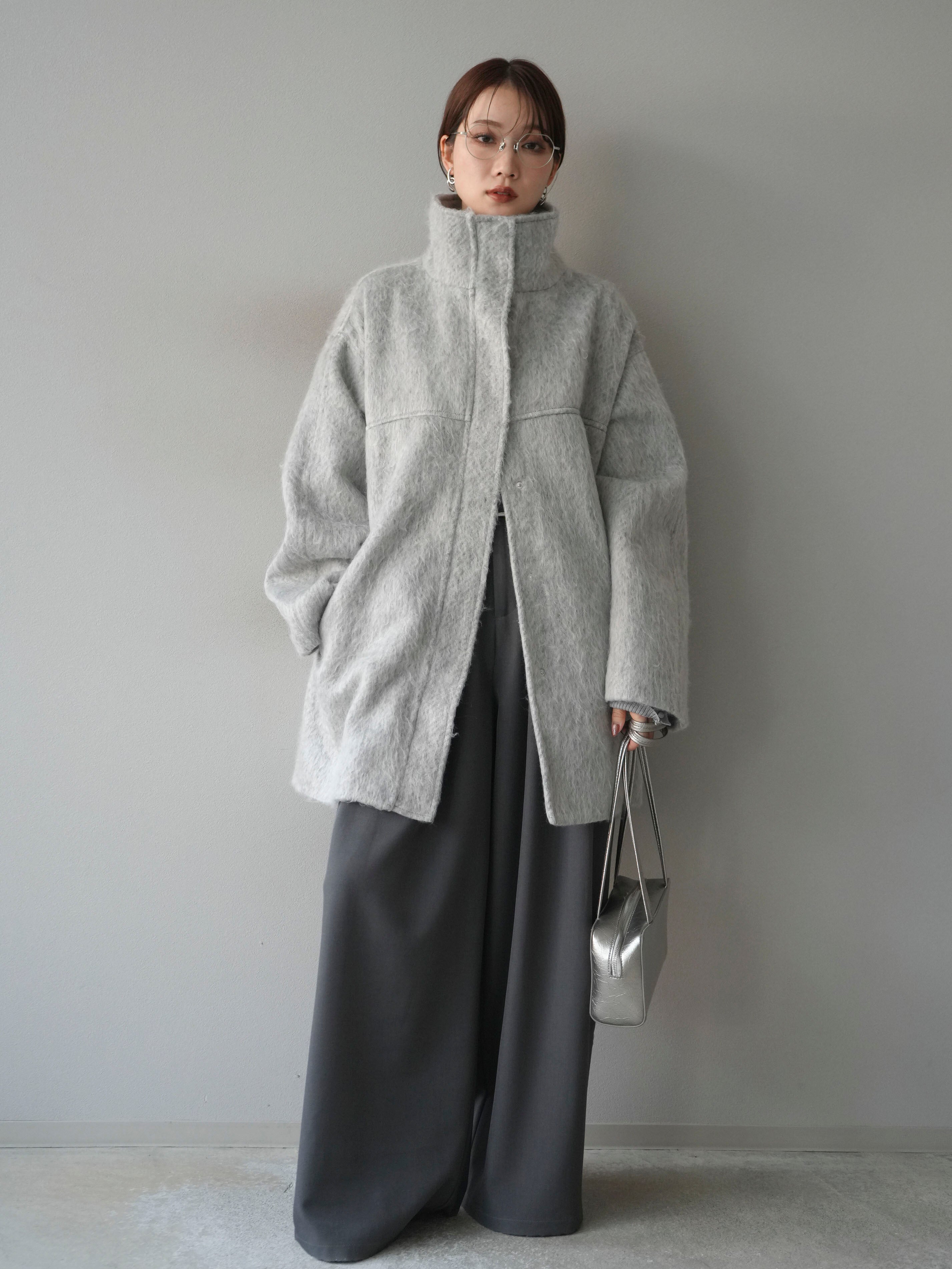 予約]スタンドカラーシャギーコート/mokugray – Lumier