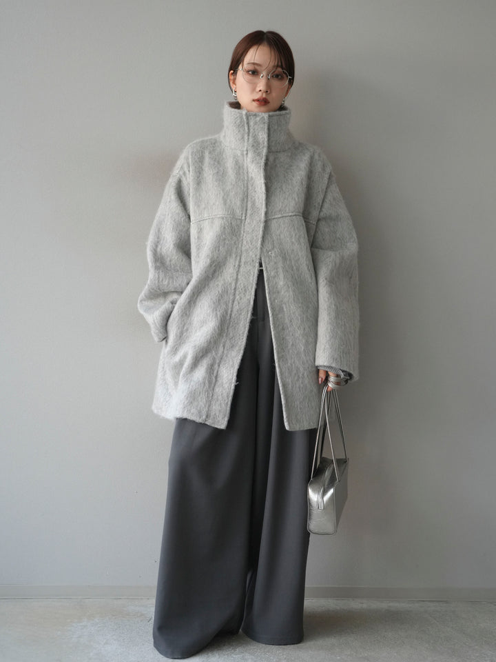 [予約]スタンドカラーシャギーコート/mokugray