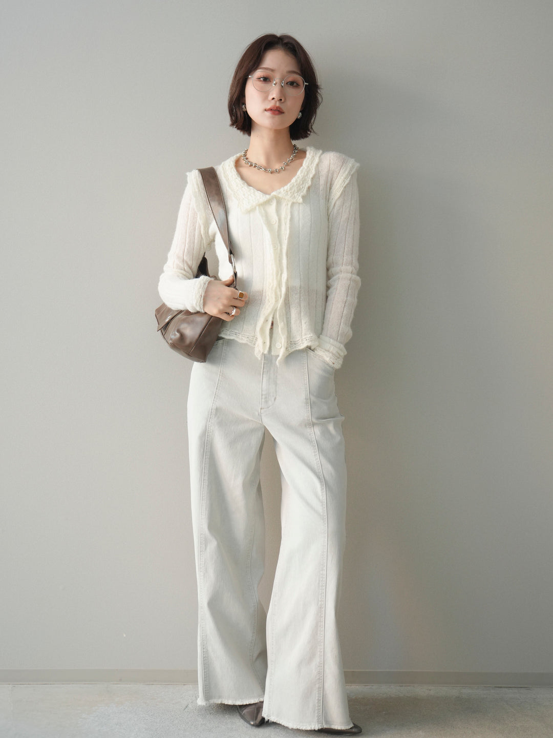 [予約]センターステッチストレッチカットオフデニムパンツ/gray