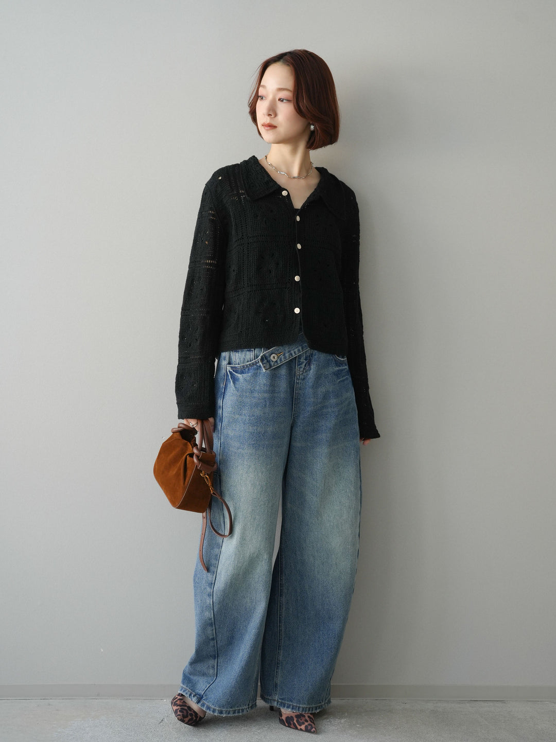 [予約]アシメデザインワイドデニムパンツ/blue