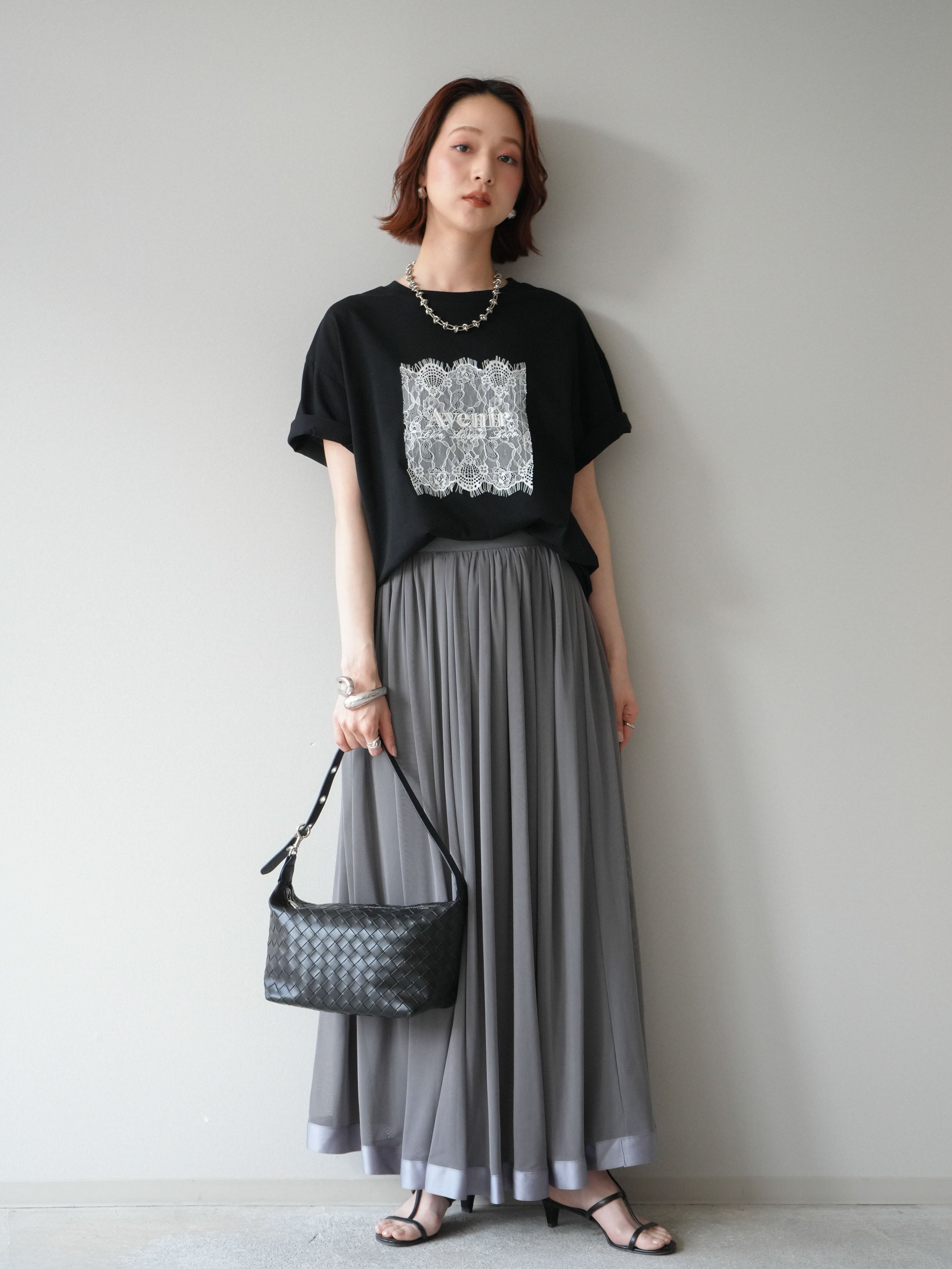 予約]レースコラージュロゴTシャツ/black – Lumier
