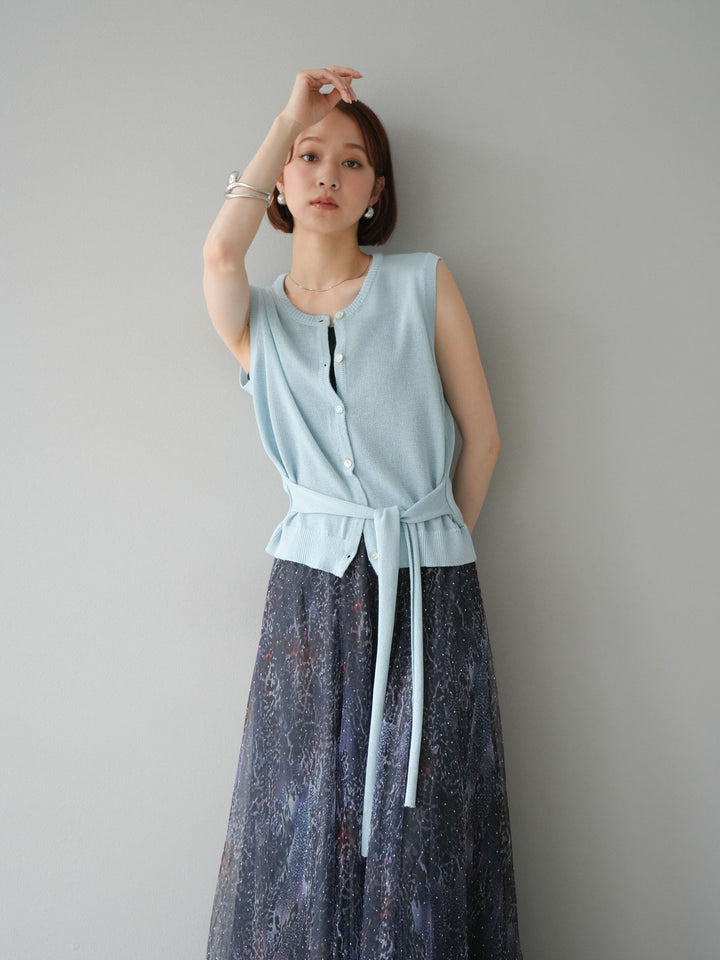[予約]ウエストベルトニットベスト/ブルー