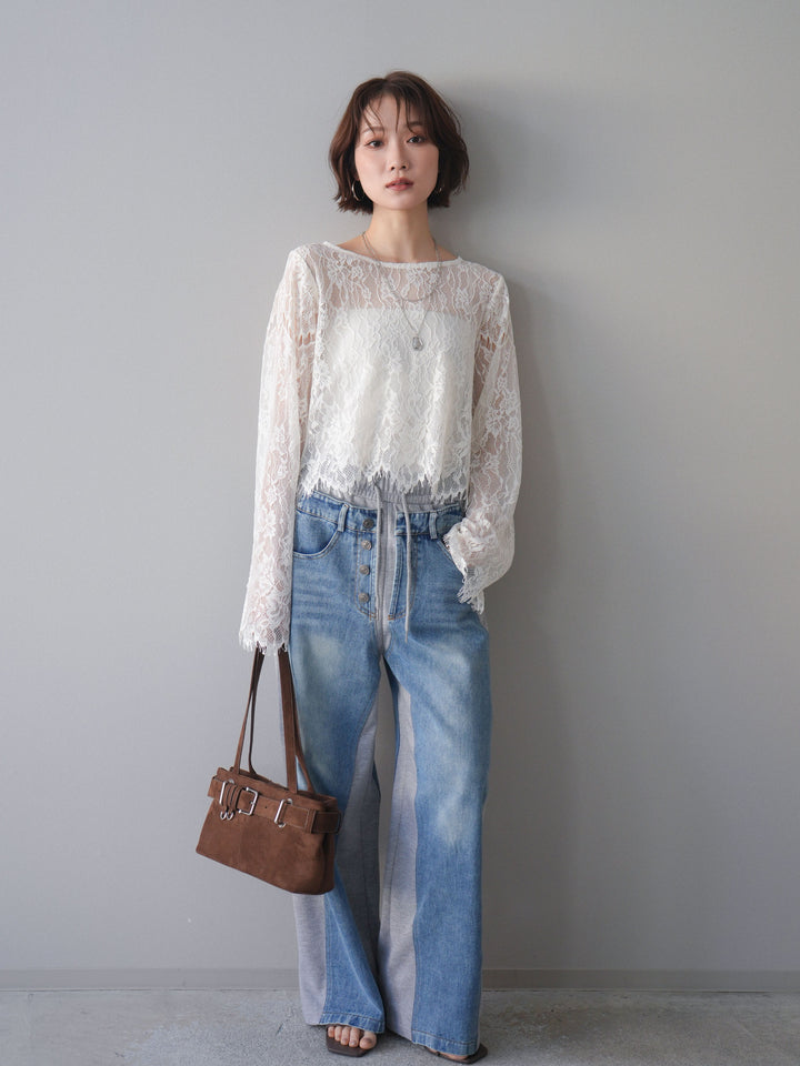 [予約]2WAYスリーブレーストップス/ivory