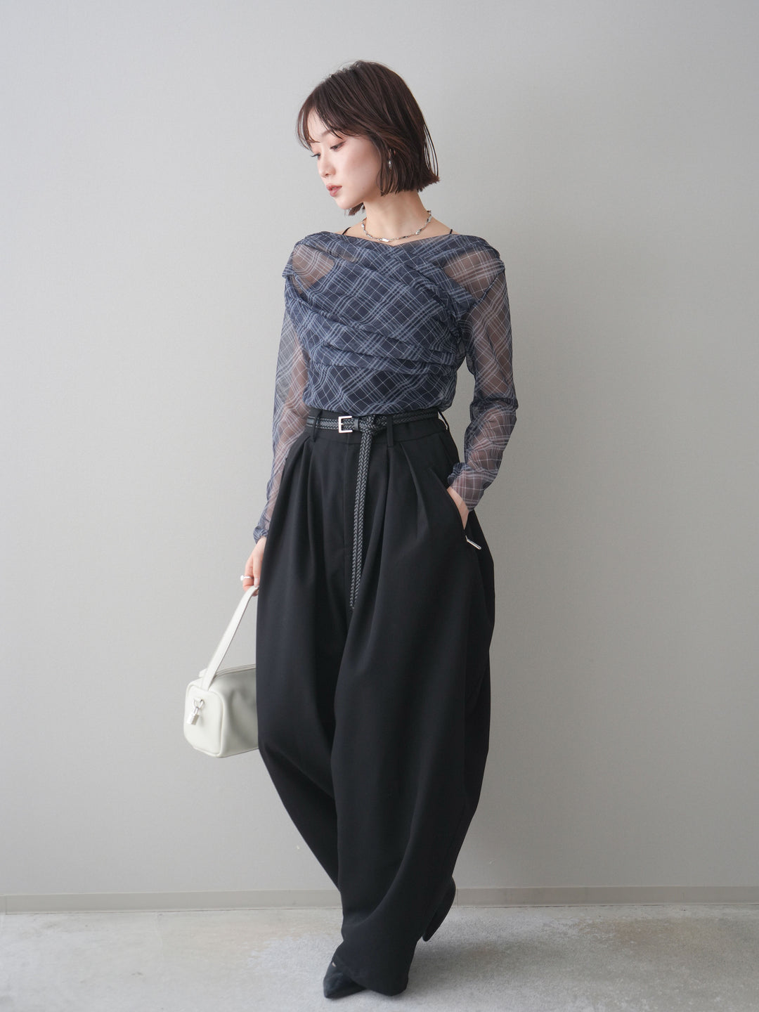[予約]ジップポケットコクーンワイドパンツ/black