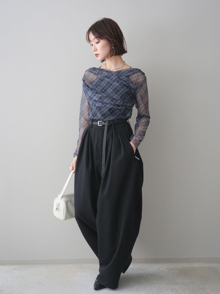 [予約]ジップポケットコクーンワイドパンツ/black