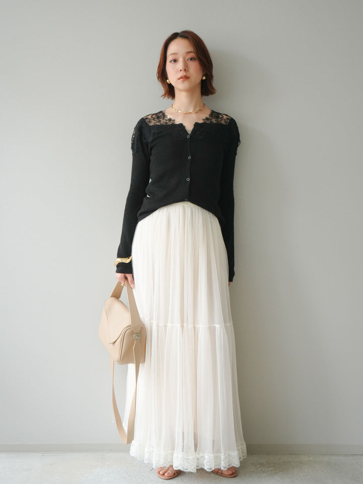 [SET]ショルダーレースニットカーディガン+ショルダーレースニットカーディガン(2set)