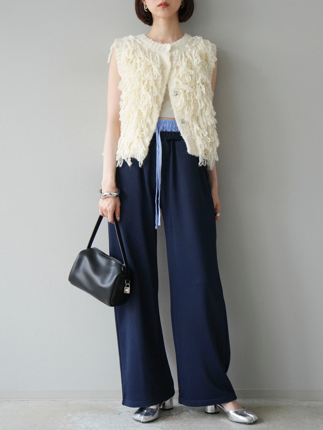 [予約]ダブルウエストスウェットパンツ/ネイビー