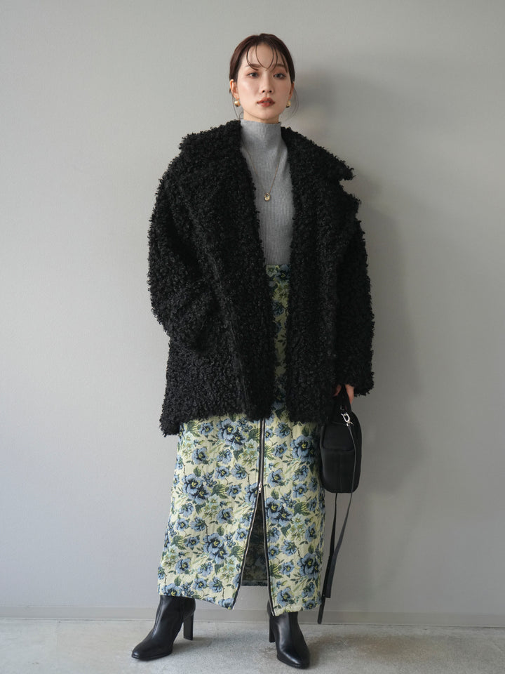 [予約]プードルファーダブルミドルコート/black