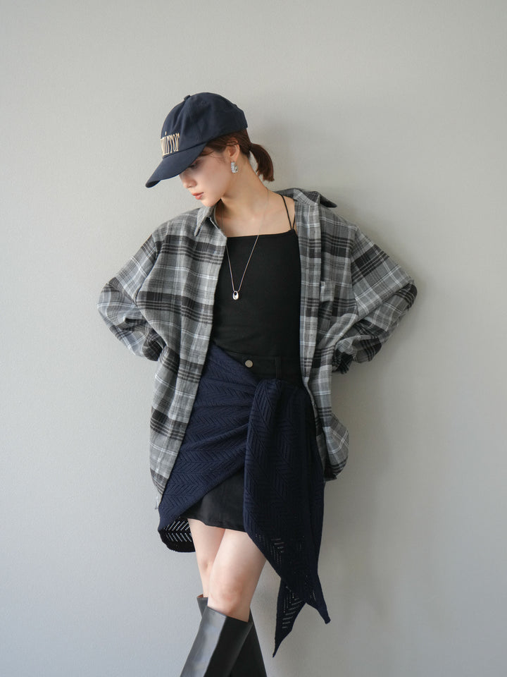 [予約]起毛チェックオーバーシャツ/グレー