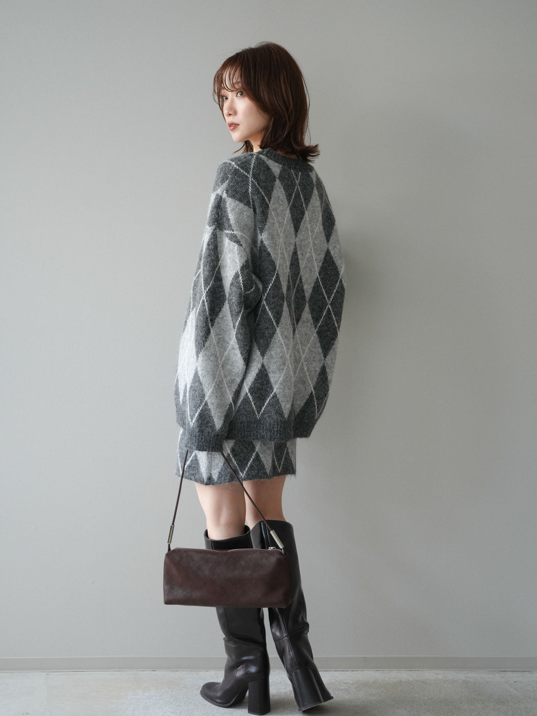 [SET]アーガイル柄ニットプルオーバー＆ミニスカート