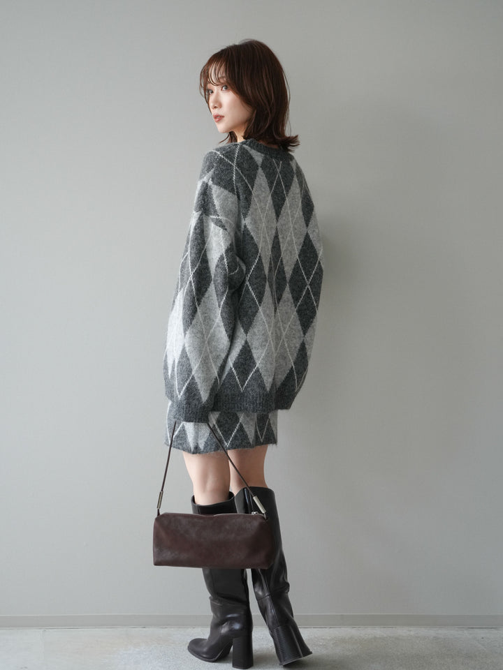 [SET]アーガイル柄ニットプルオーバー＆ミニスカート