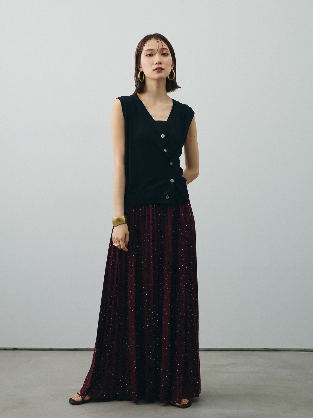 [予約]クールタッチ2WAYデザインニットベスト/ブラック