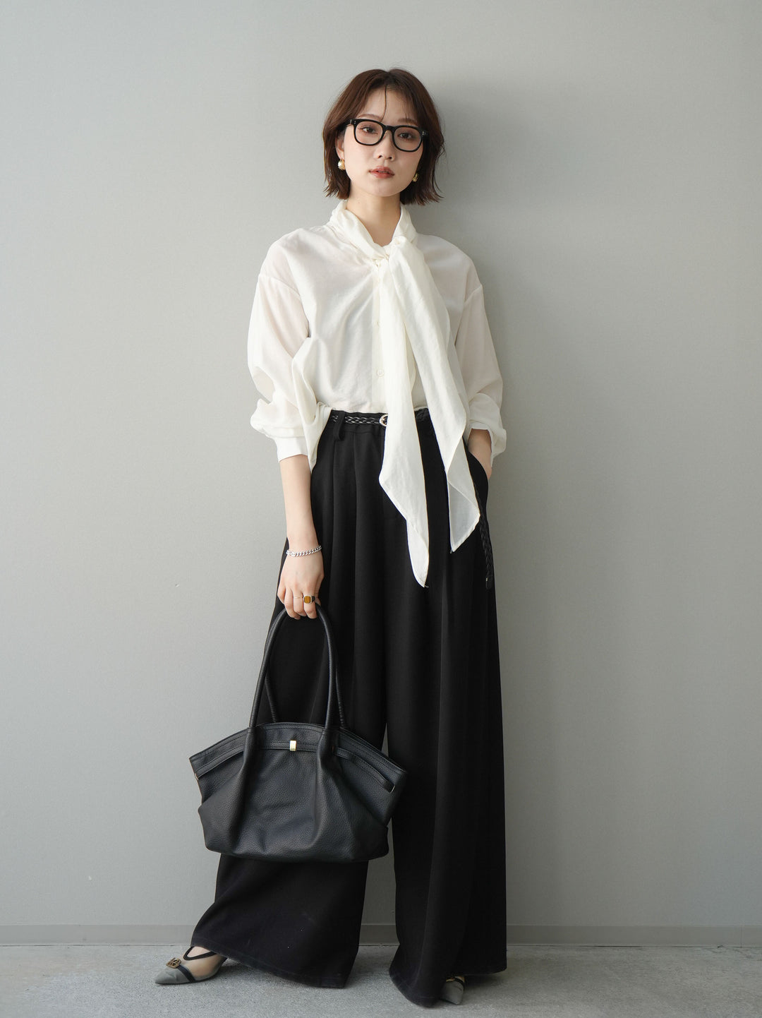 [予約]シアーボウタイブラウス/ivory