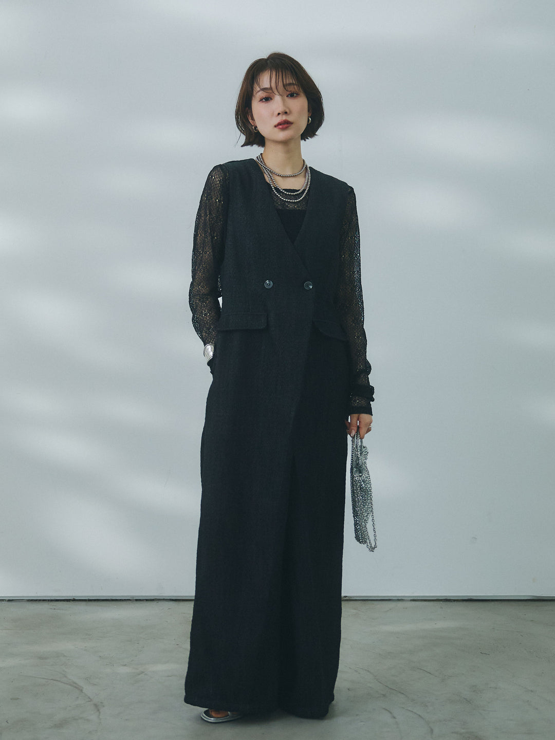 【Allure】[SET]デニムライクヘリンボーンサロペット+デニムライクヘリンボーンサロペット(2set)