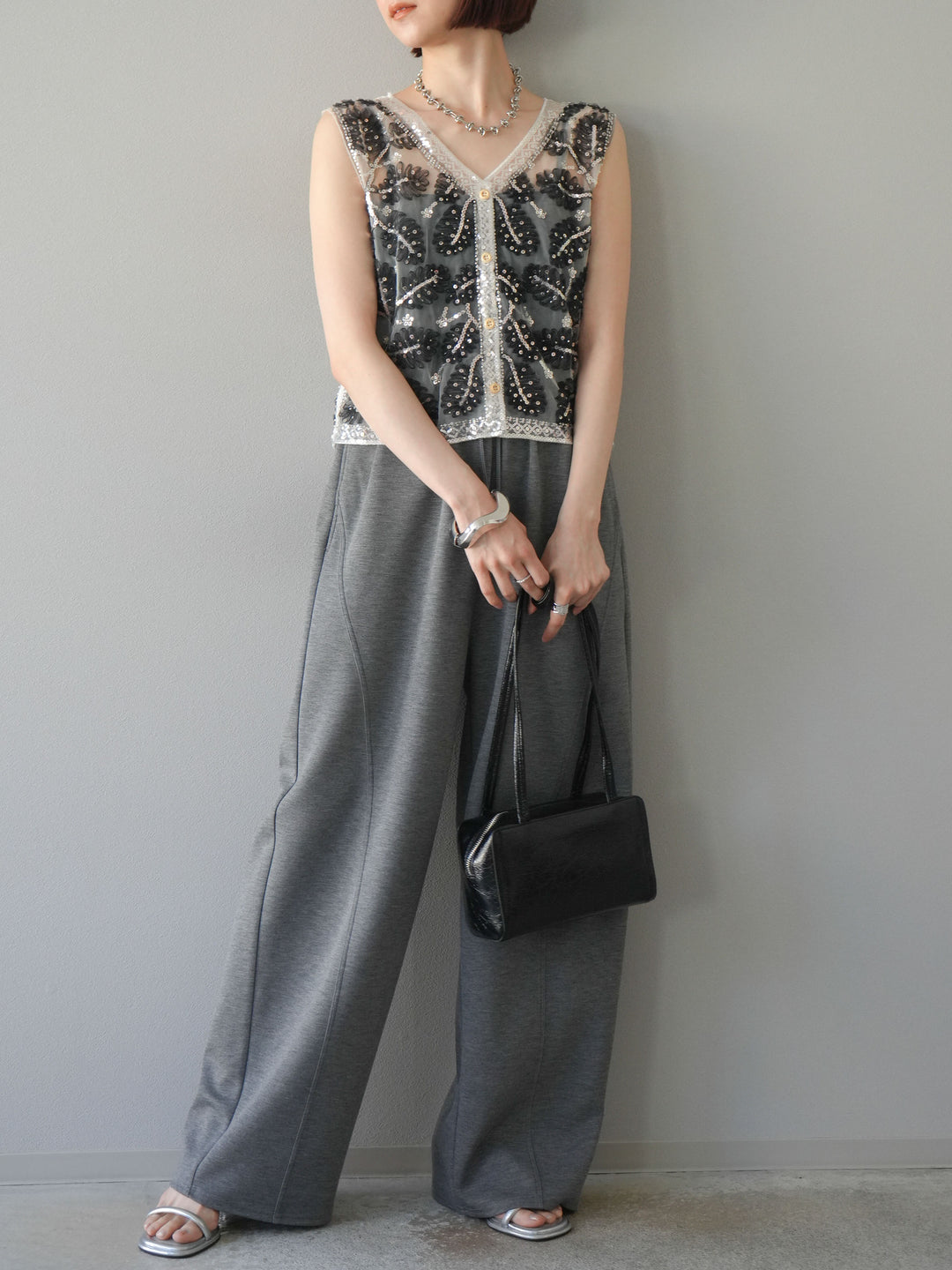 [予約]ポンチカーブパンツ/チャコール