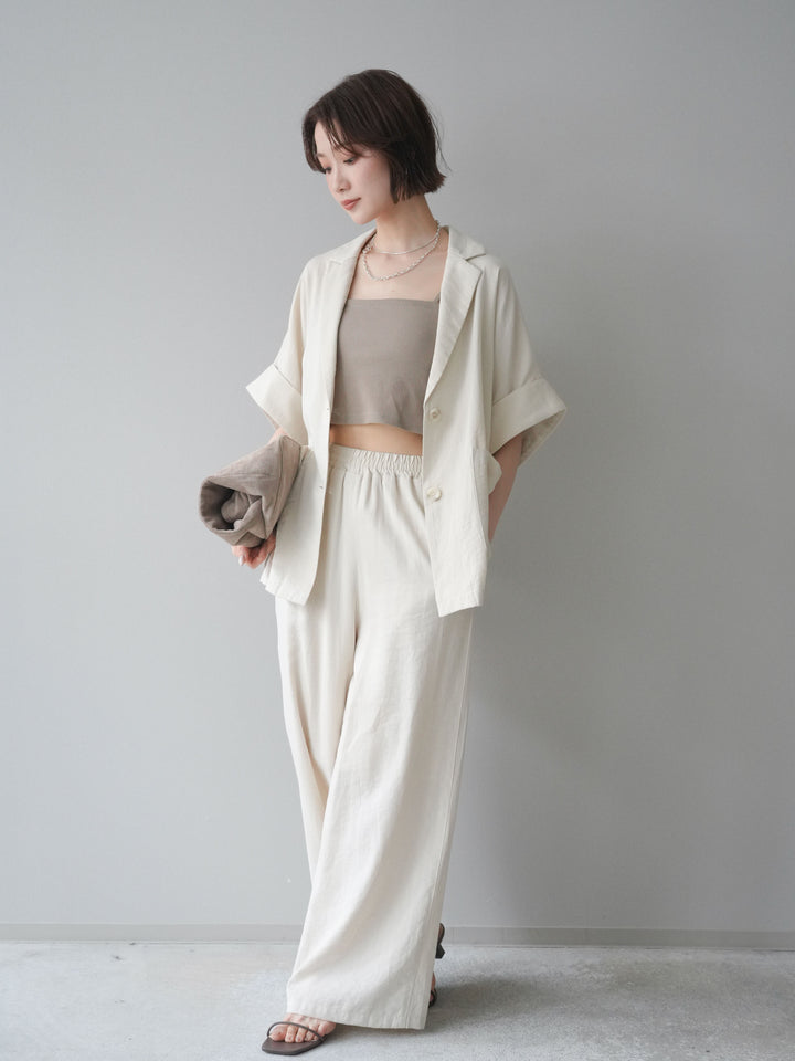 [SET]ハーフスリーブオーバージャケット+リラックスワイドパンツ(2set)