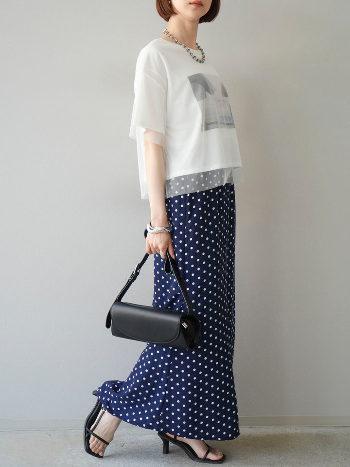 [予約]ドットAラインスカート/ネイビー