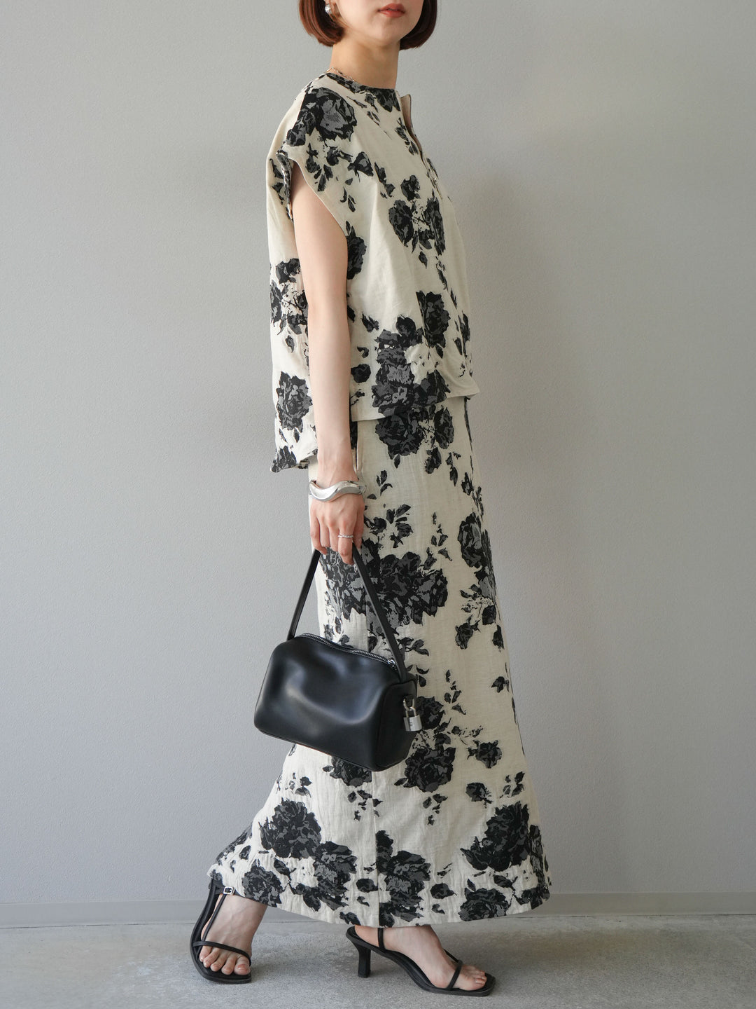 [予約]ジャガードIラインスカート/ブラック